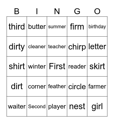 DINO Phonics 2 Unit 6 Bingo Card