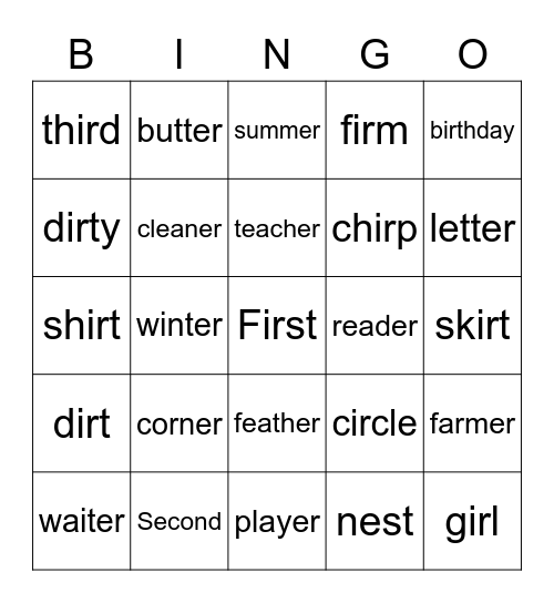 DINO Phonics 2 Unit 6 Bingo Card