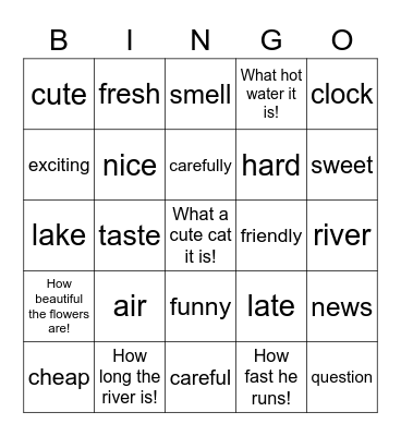 VanThink Grammar 3 Unit 8 Bingo Card