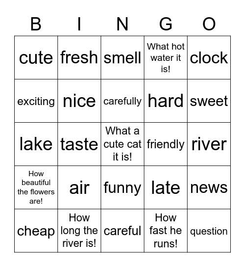 VanThink Grammar 3 Unit 8 Bingo Card