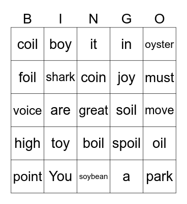 DINO Phonics 2 Unit 7 Bingo Card