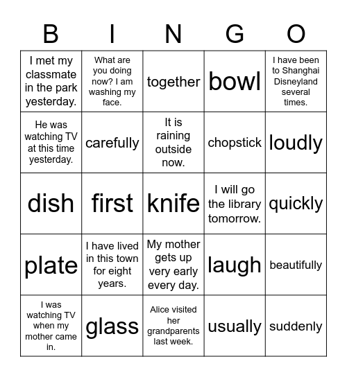 LIYA Unit 4 My Best Friend Bingo Card