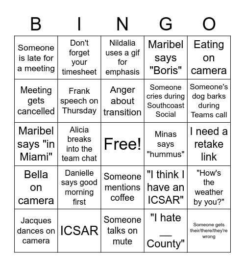 SCS1 Bingo Card