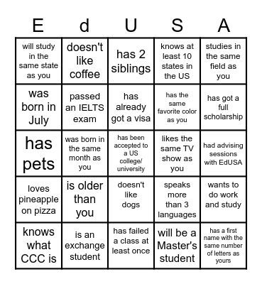 Find someone who... Bingo Card