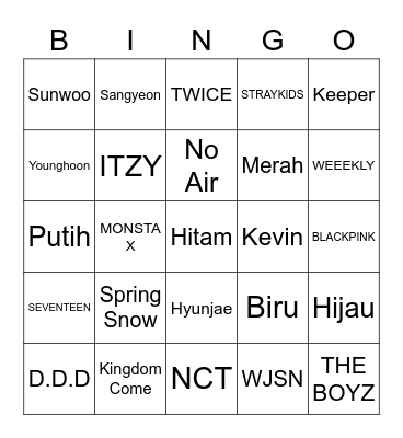 Sunwoo ganteng punya! Bingo Card