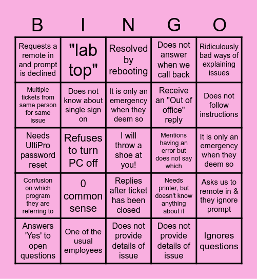 IT BINGO #3 Bingo Card