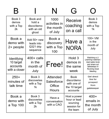 July Q3 2021 Bingo! Bingo Card