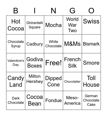 Chocolate BINGO Card