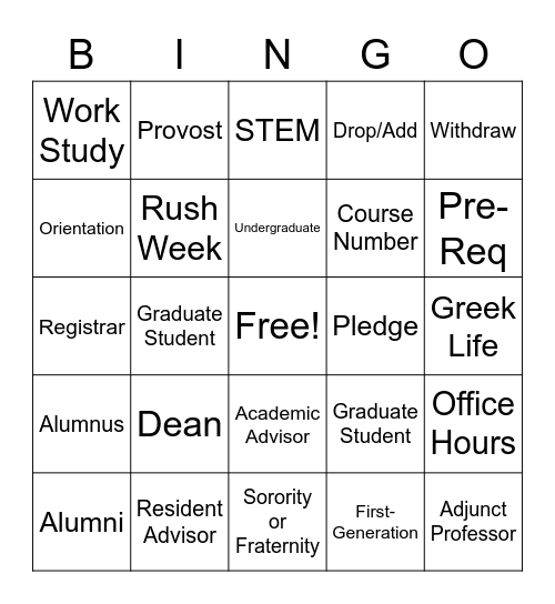 Olympiad 2021 BINGO Card