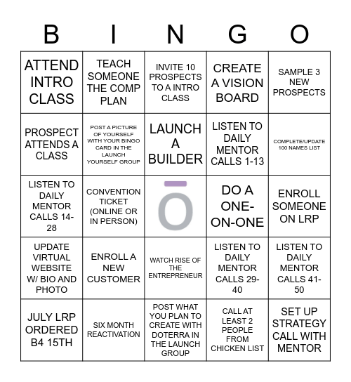 Launch Yourself Bingo Card