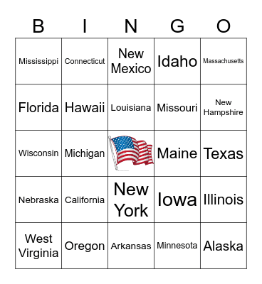 States Bingo! Bingo Card