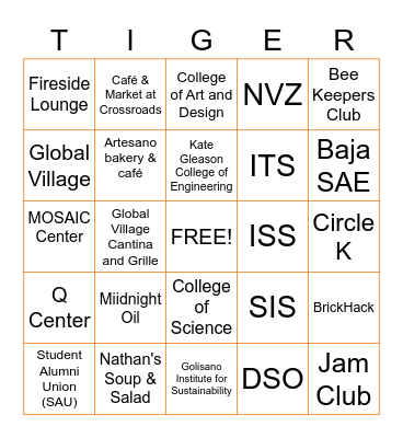 RIT Lingo Bingo Card