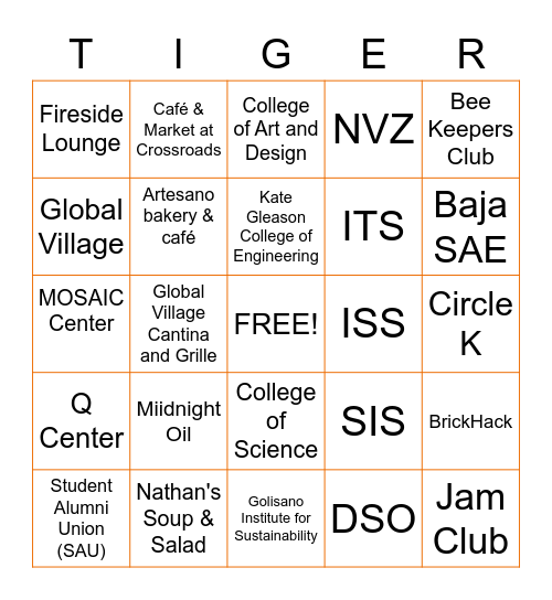 RIT Lingo Bingo Card