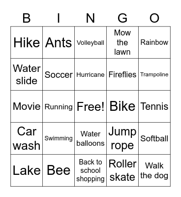 SUMMER BINGO Card