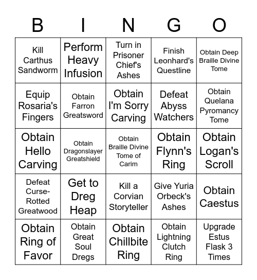 Dark Souls 3 Bingo Card