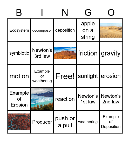 Science Final Bingo Card