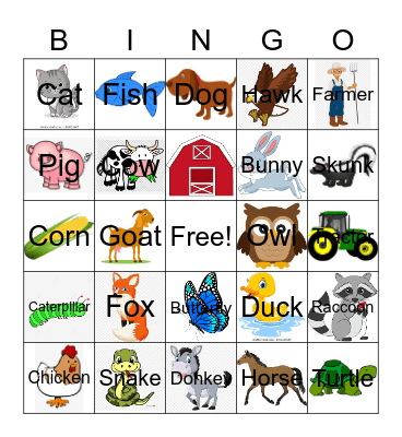 Farm Bingo Card