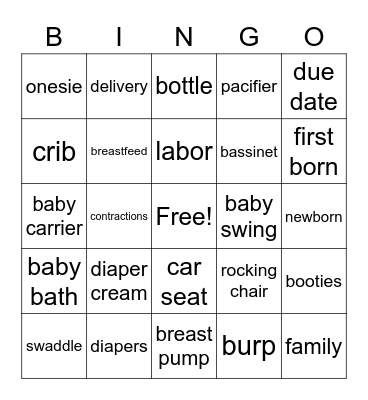 Baby BINGO Card