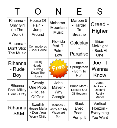 Game Of Tones 7/6/21 Game 7 Bingo Card