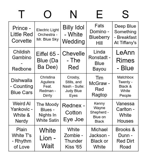 Game Of Tones 7/6/21 BLACKOUT GAME Bingo Card