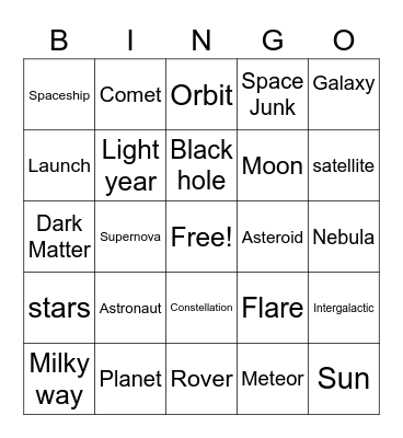 Space Bingo Card