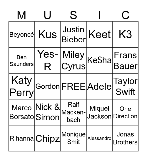 MUZIEKBINGO Card