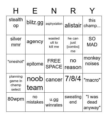Hentai Analist Bingo Card