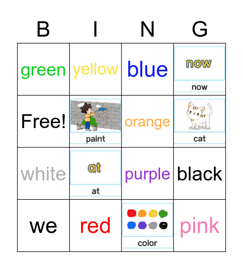 What color is it? Bingo Card