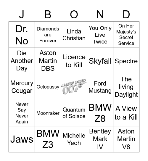 James Bond Bingo Card