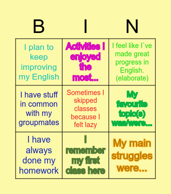 Final class Bingo Card