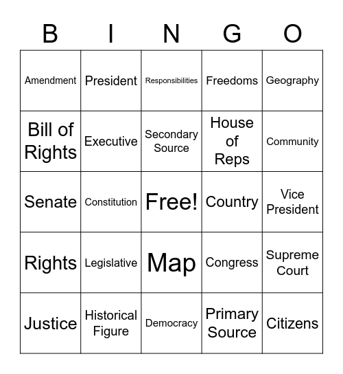 Social Studies Bingo Card