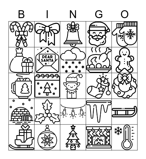 black and white christmas bingo