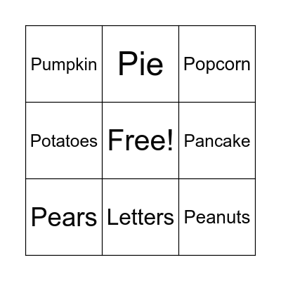 P is for Pancake Bingo Card