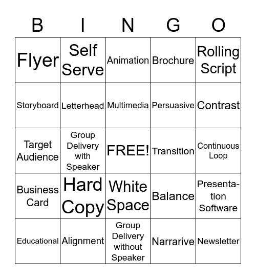 Publication Bingo Card