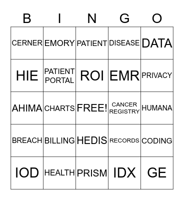 H.I.M. BINGO  Bingo Card
