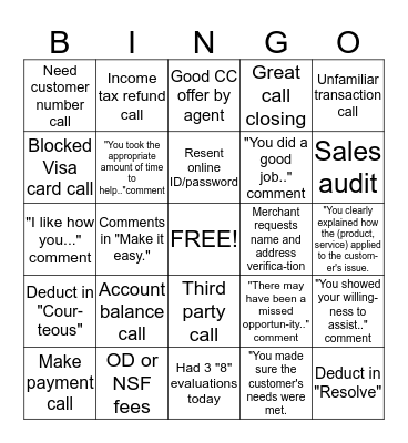 Quality Assurance Bingo Card