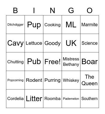 Fosse and the Pigs Bingo Card