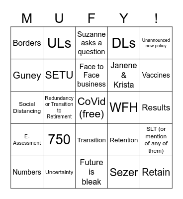 Briefing Bingo 2021 Bingo Card