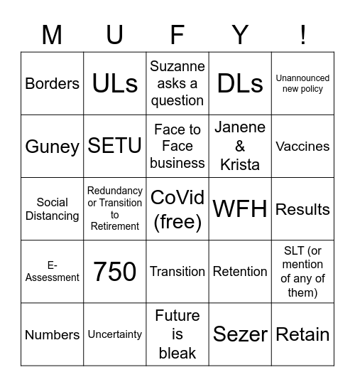 Briefing Bingo 2021 Bingo Card