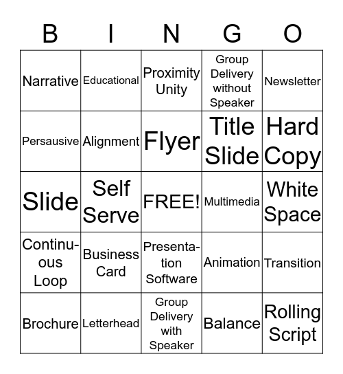 Publication Bingo Card