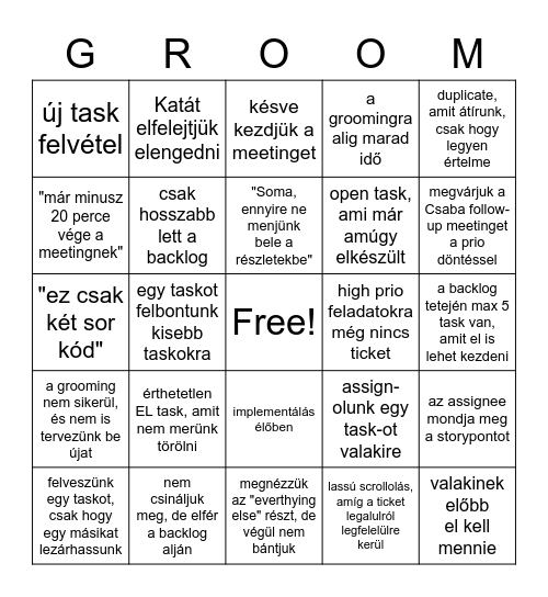 Grooming bingo... groomingo....gringo...? Bingo Card