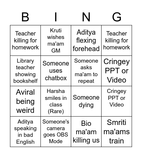 9C Bingo Card