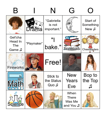 High School Musical Bingo Card