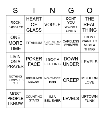 670 KARENS MIX OF THE DECADES Bingo Card