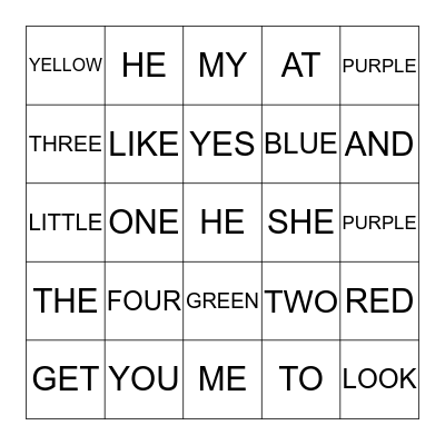 SIGHT WORDS Bingo Card