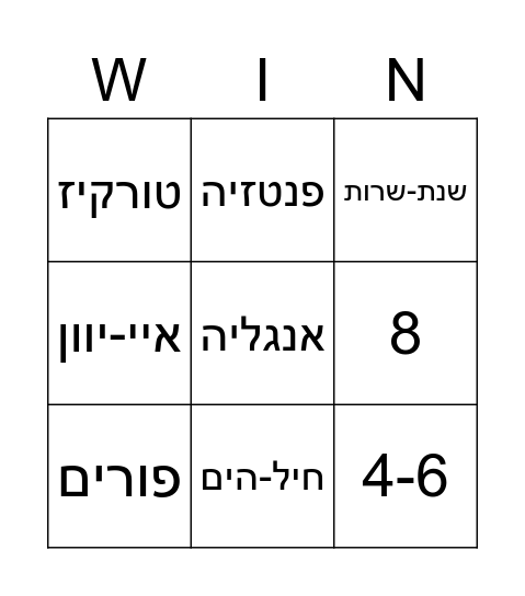 רוני בת 60 Bingo Card