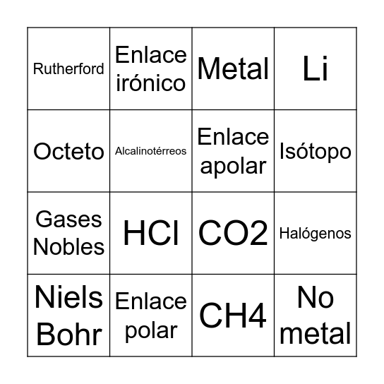 Bingo: El enlace y el sistema periódico Bingo Card