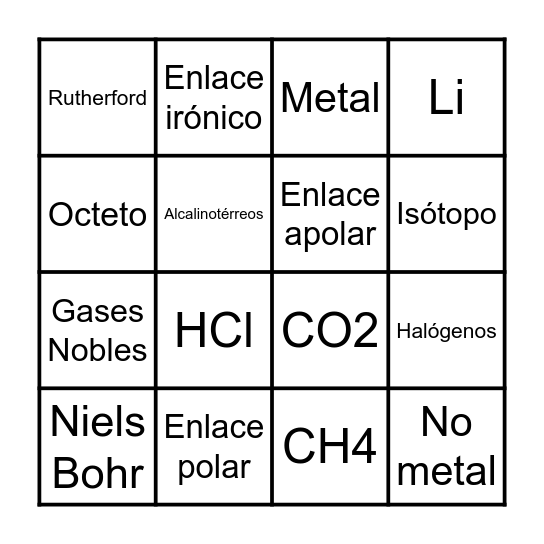Bingo: El enlace y el sistema periódico Bingo Card
