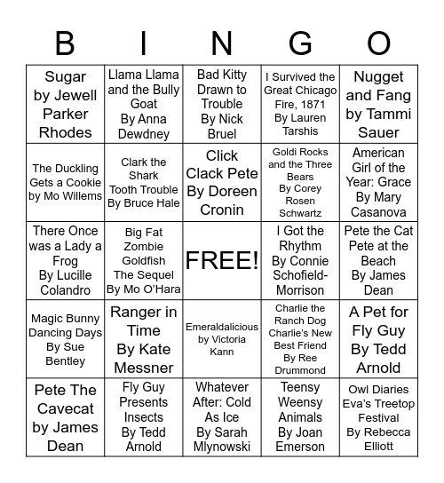 Book Fair Bingo Card