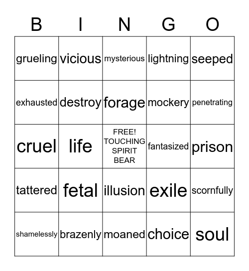 Touching Spirit Bear  #5 Bingo Card